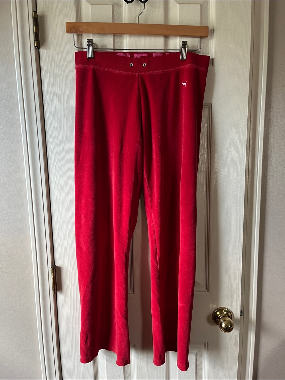 PINK Victoria's Secret Red Velour Boot Cut Pants